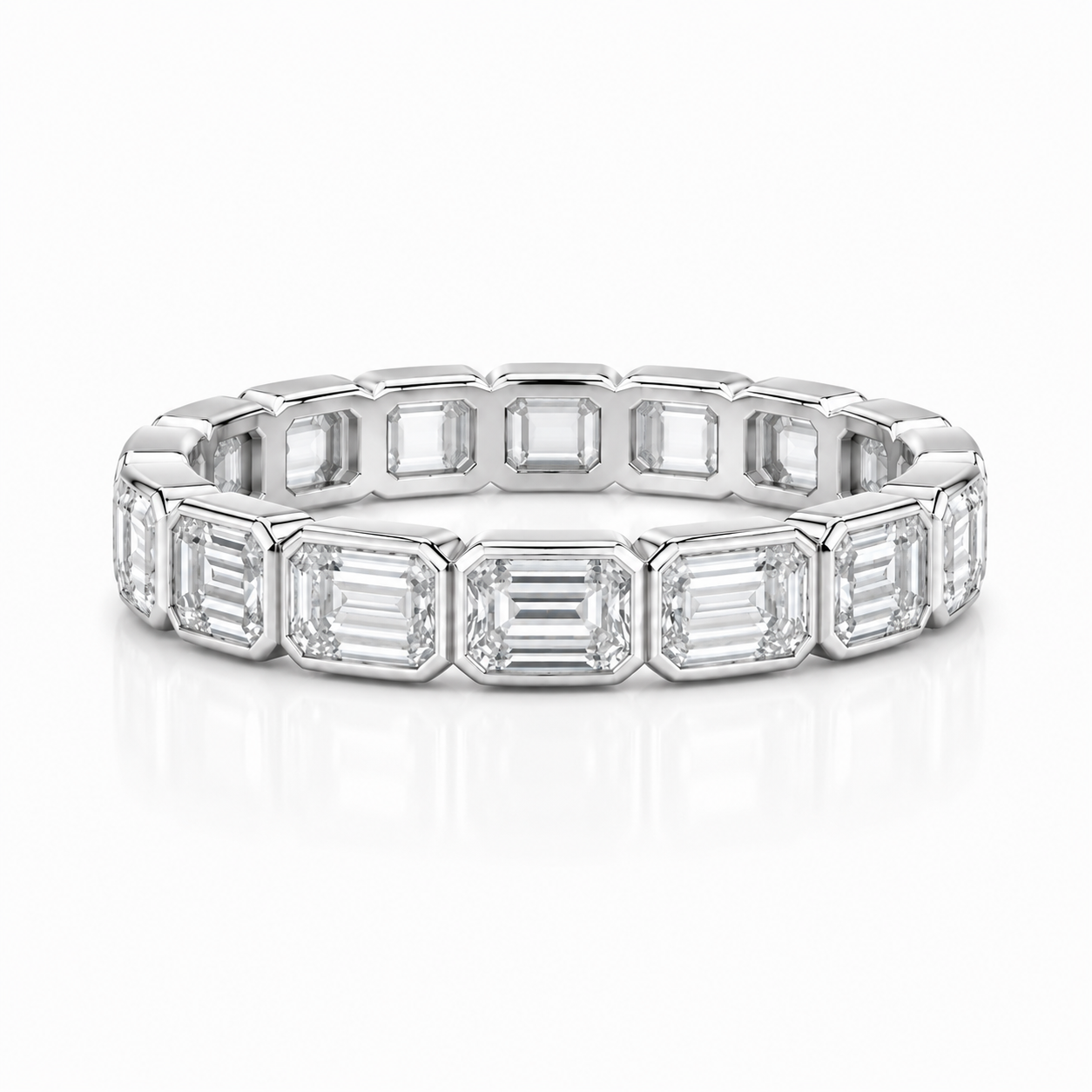 Modern Emerald Cut Bezel Eternity Band