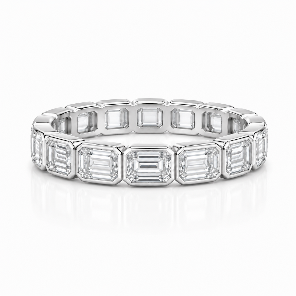 Modern Emerald Cut Bezel Eternity Band