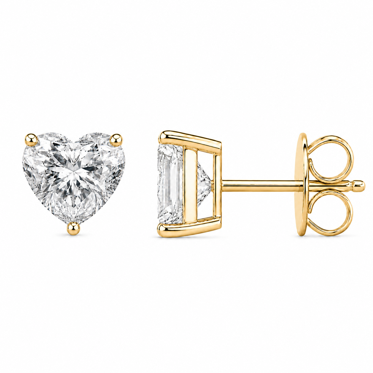 Heart-Shaped Lab-Grown Diamond Stud Earrings