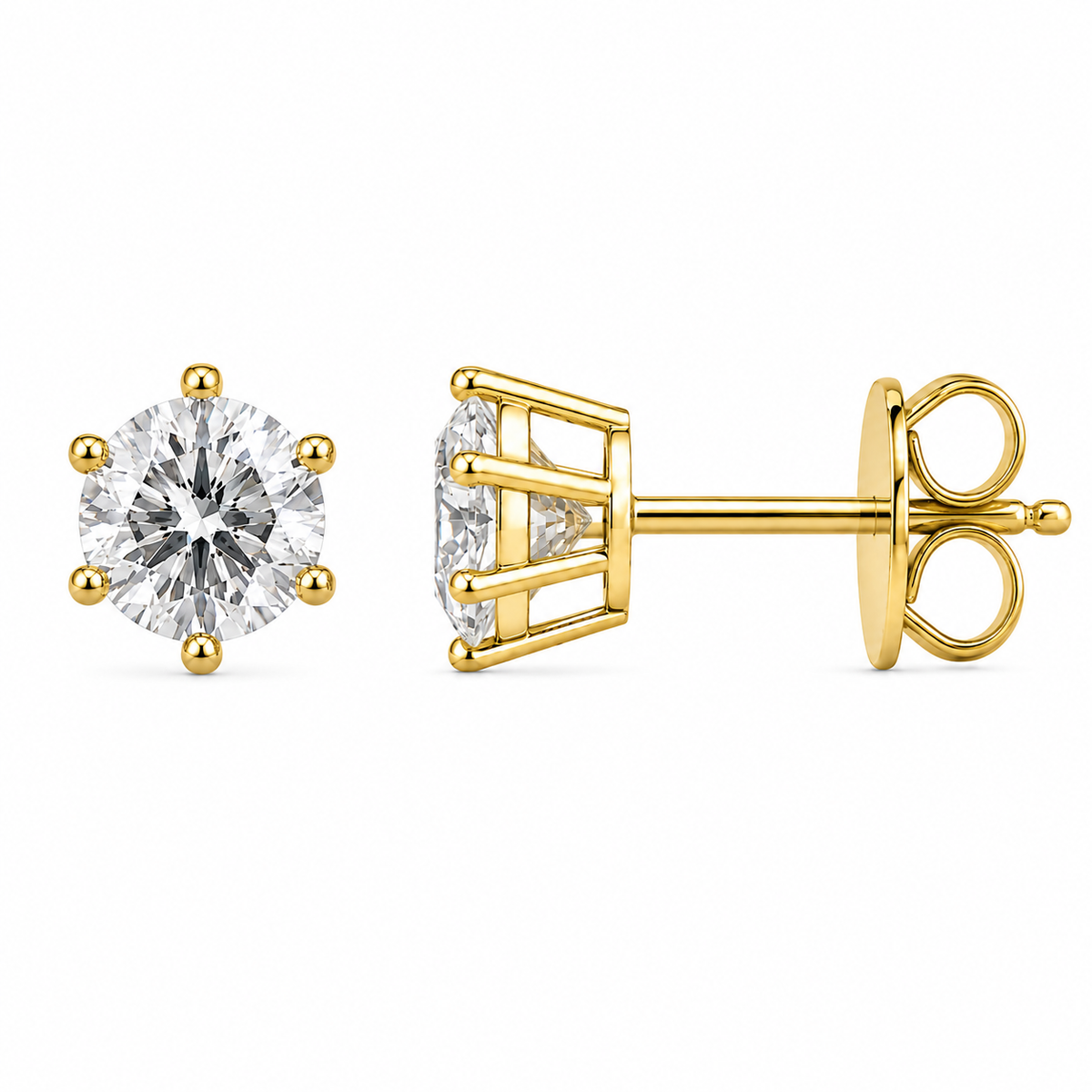 Six-Prong Round Brilliant Lab-Grown Diamond Stud Earrings