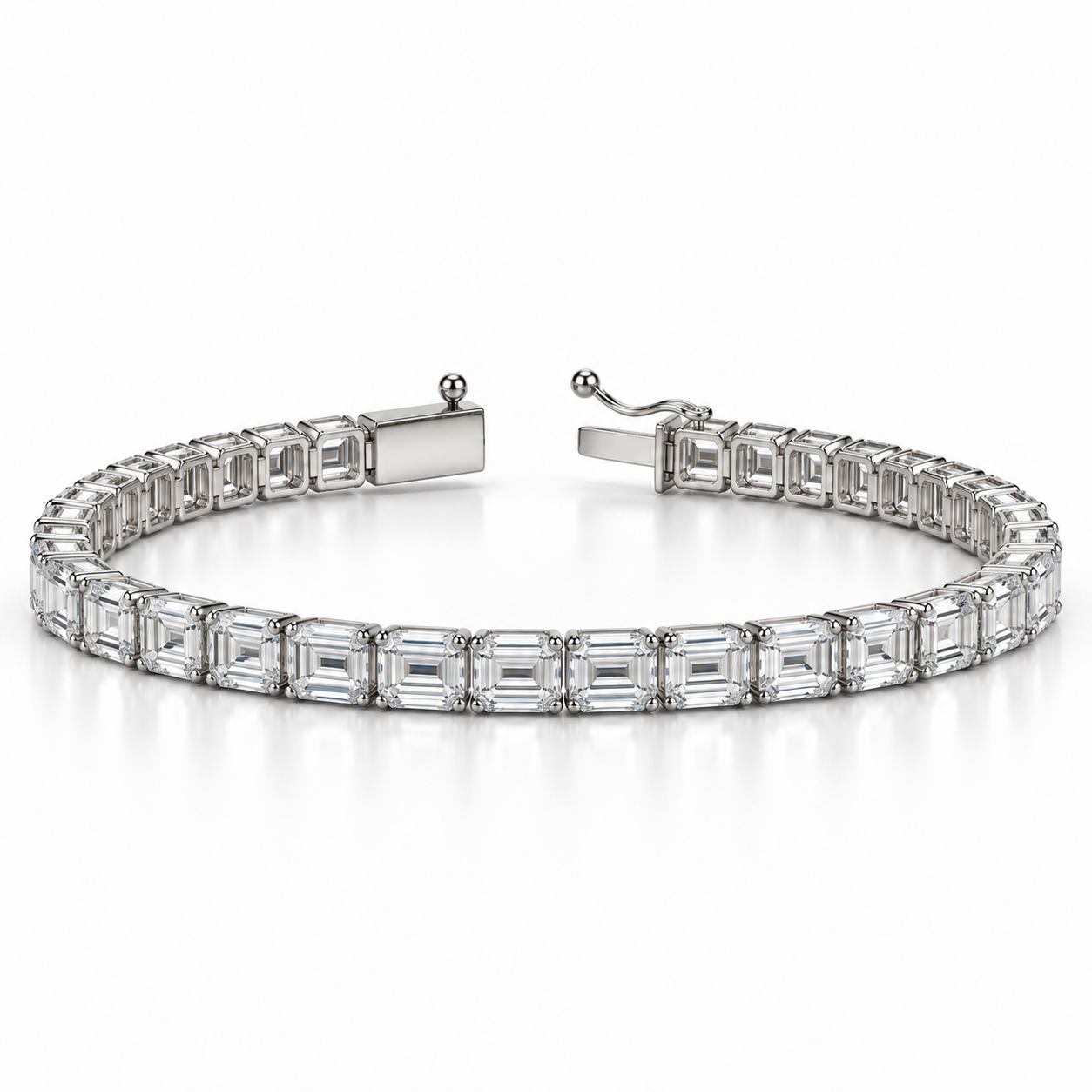 Emerald Cut Lab Diamond Tennis Bracelet