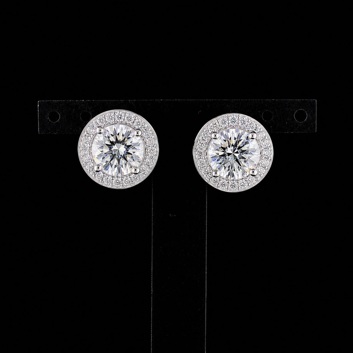 Round Halo Lab-Grown Diamond Stud Earrings