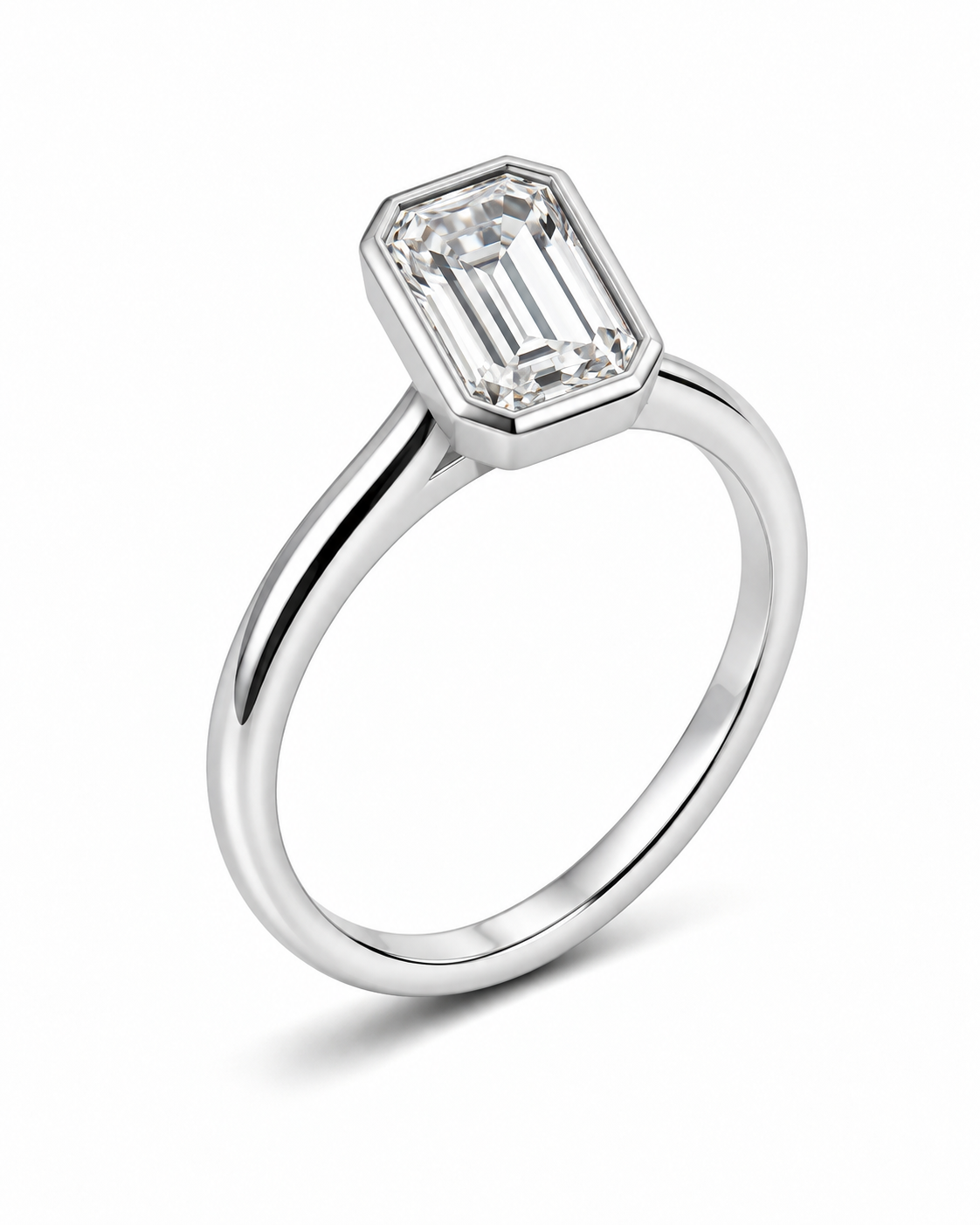 Emerald Lab Diamond Bezel Ring