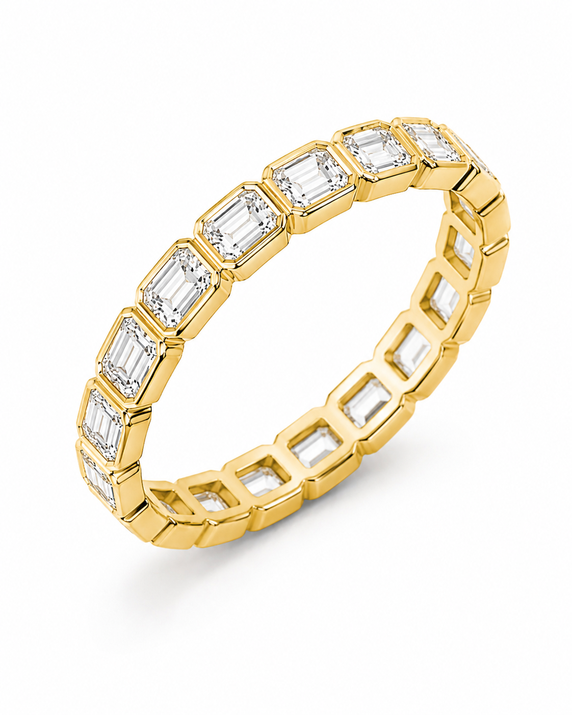 Modern Emerald Cut Bezel Eternity Band