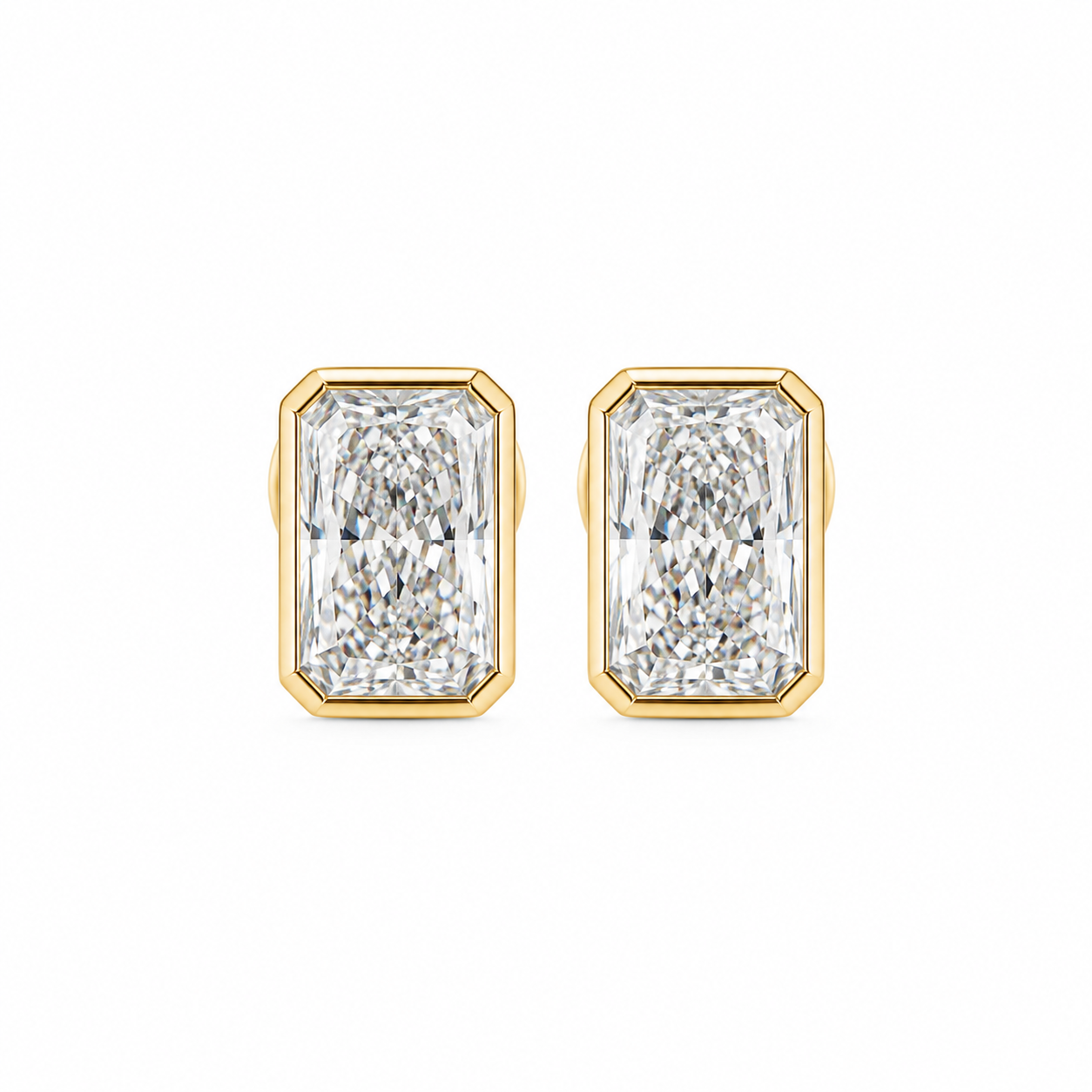 Bezel-Set Radiant-Cut Lab-Grown Diamond Stud Earrings