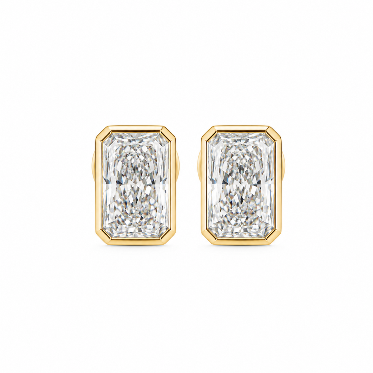 Bezel-Set Radiant-Cut Lab-Grown Diamond Stud Earrings