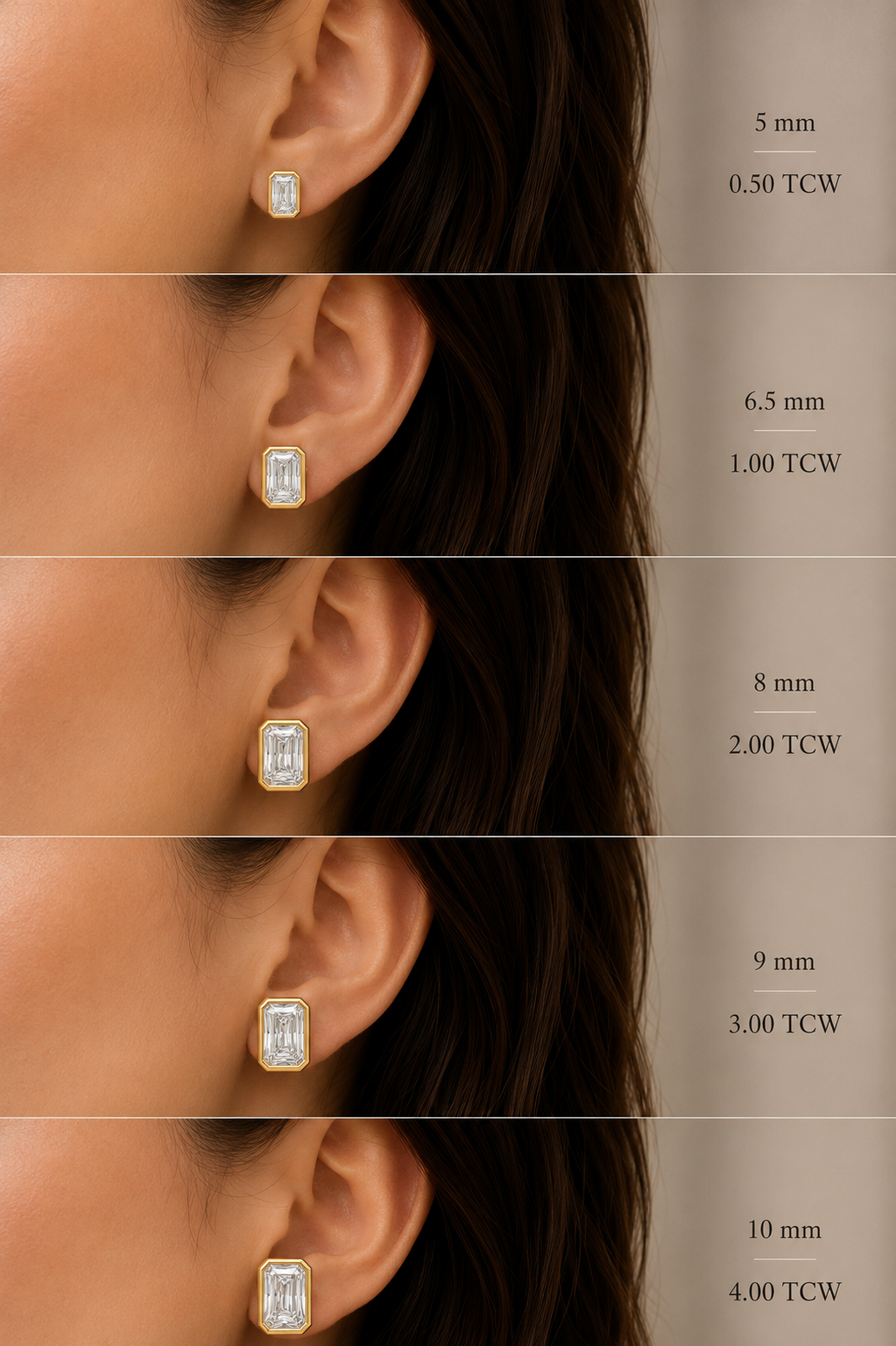 Bezel-Set Radiant-Cut Lab-Grown Diamond Stud Earrings