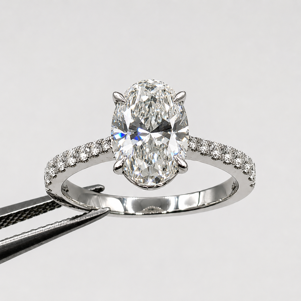 Oval Pavé Lab Diamond Engagement Ring