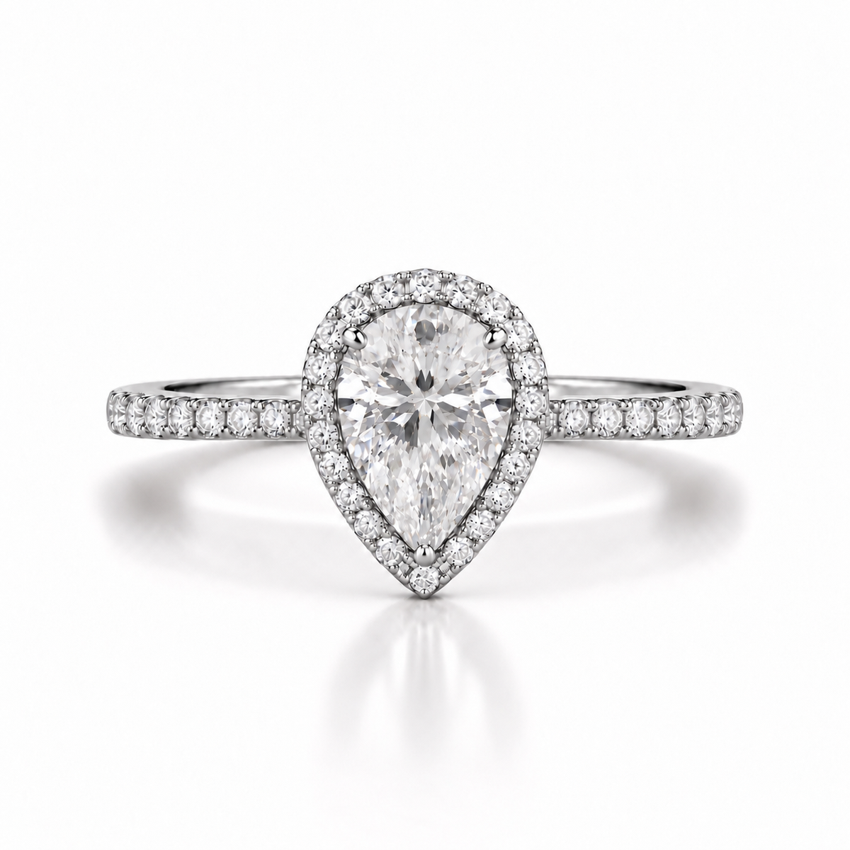 Pear Halo Lab Diamond Engagement Ring