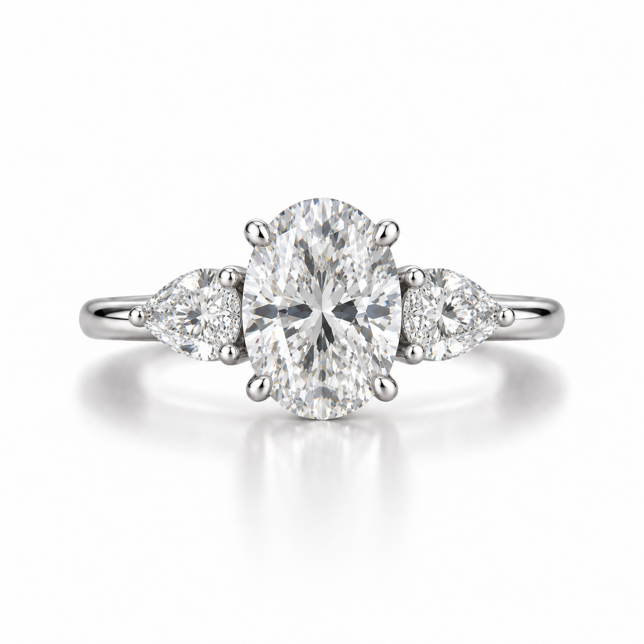 Oval Three Stone Lab Diamond Ring