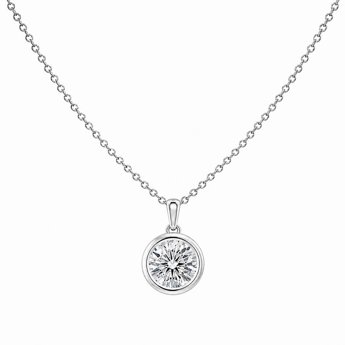 Bezel Set Round Lab Diamond Pendant