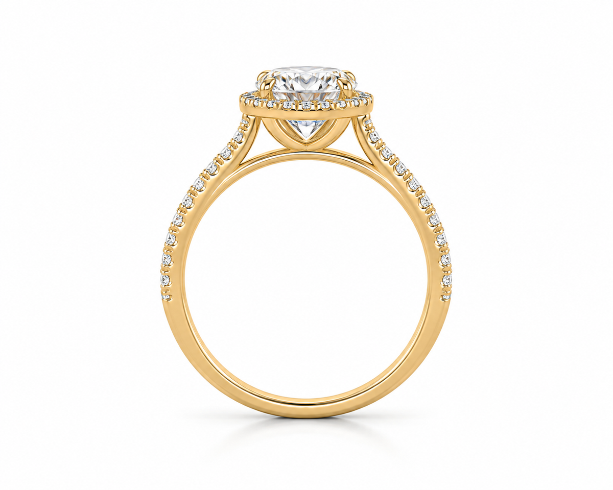 Round Halo Lab Diamond Engagement Ring
