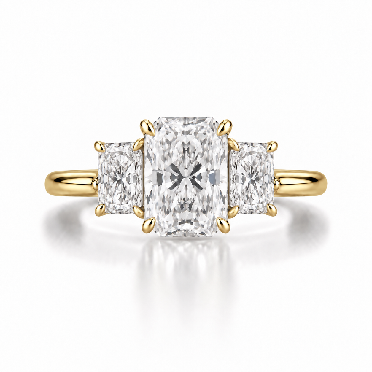 Radiant Three Stone Lab Diamond Ring