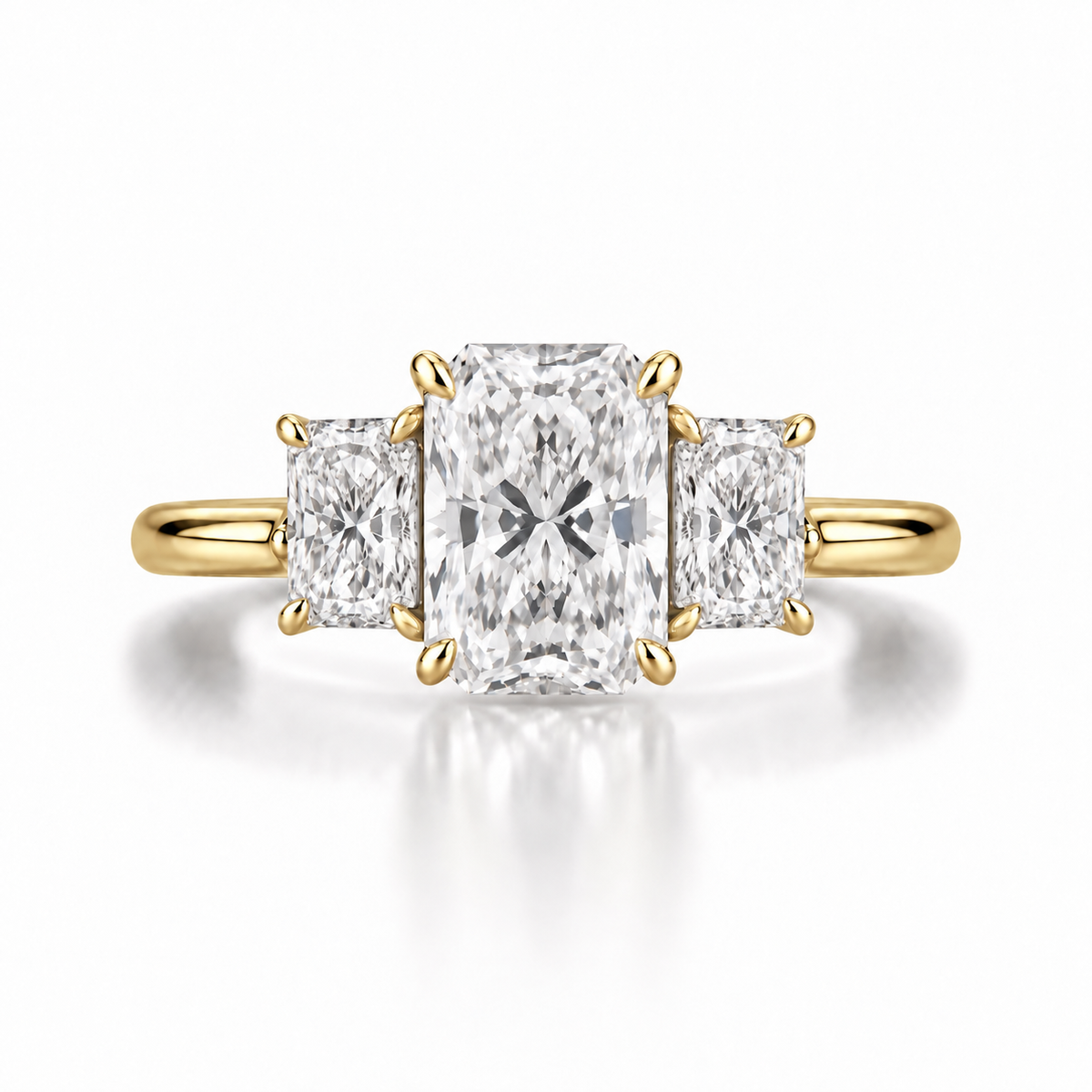 Radiant Three Stone Lab Diamond Ring