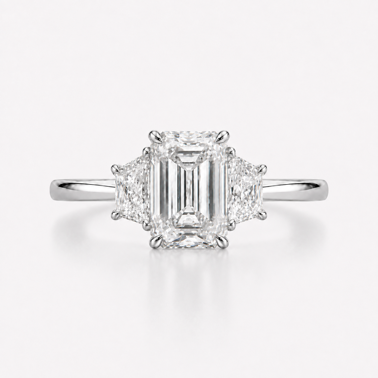 Emerald Three Stone Lab Diamond Ring
