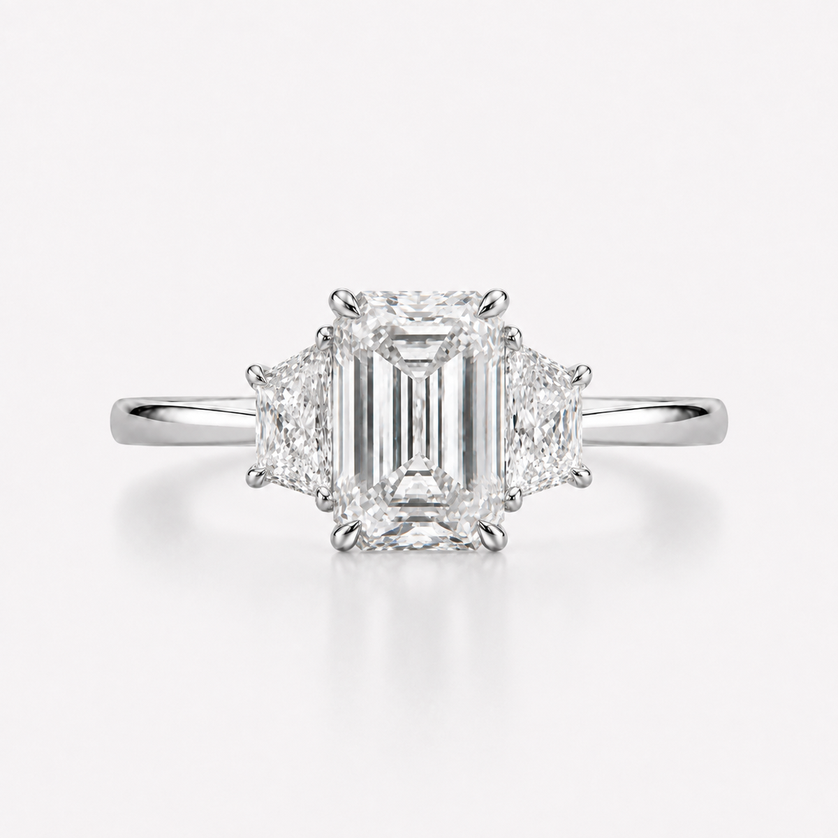 Emerald Three Stone Lab Diamond Ring