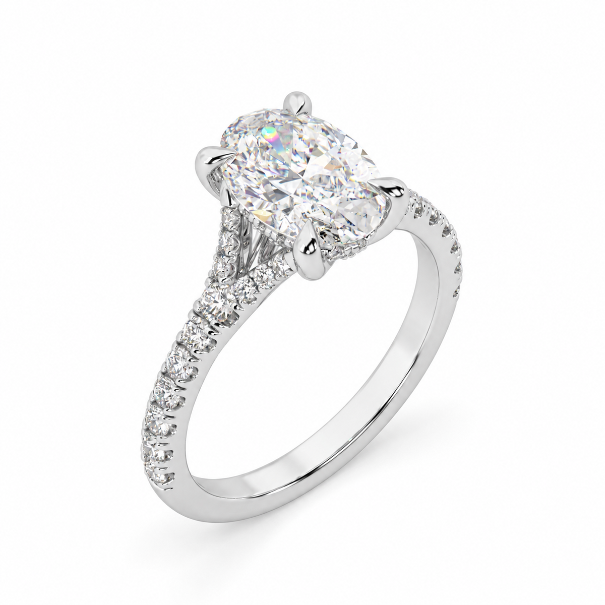 Oval Pavé Lab-grown Diamond Engagement Ring