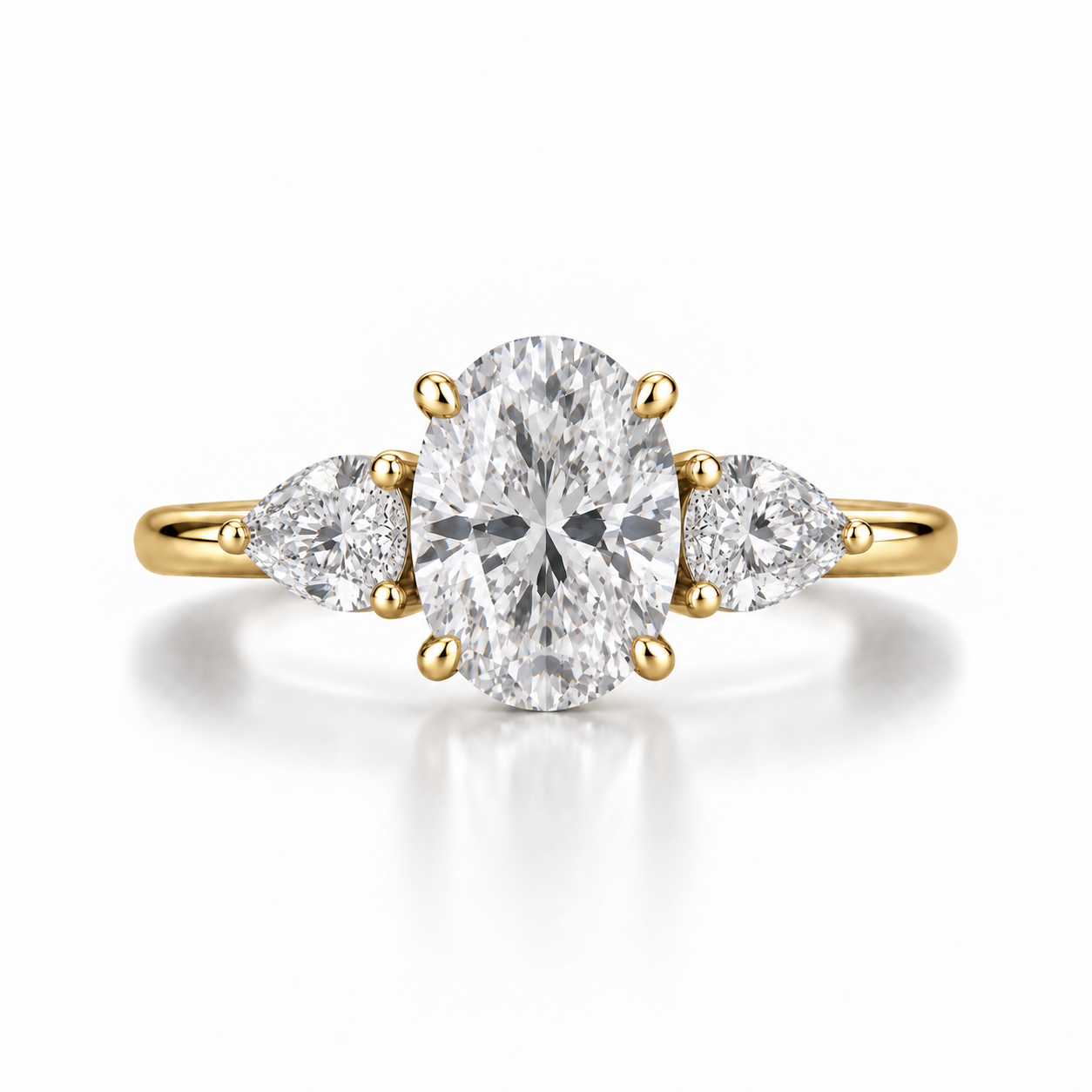 Oval Three Stone Lab Diamond Ring