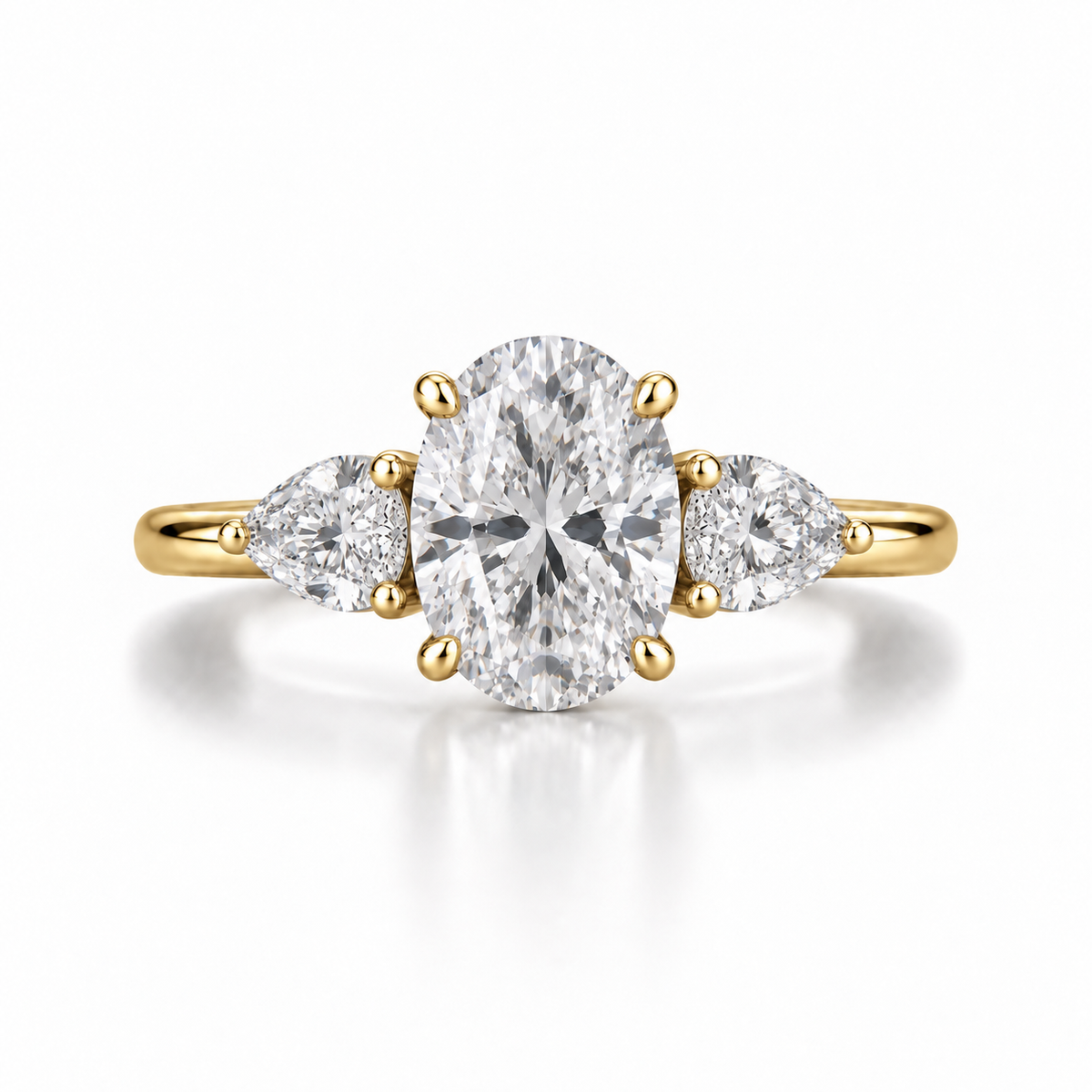 Oval Three Stone Lab Diamond Ring