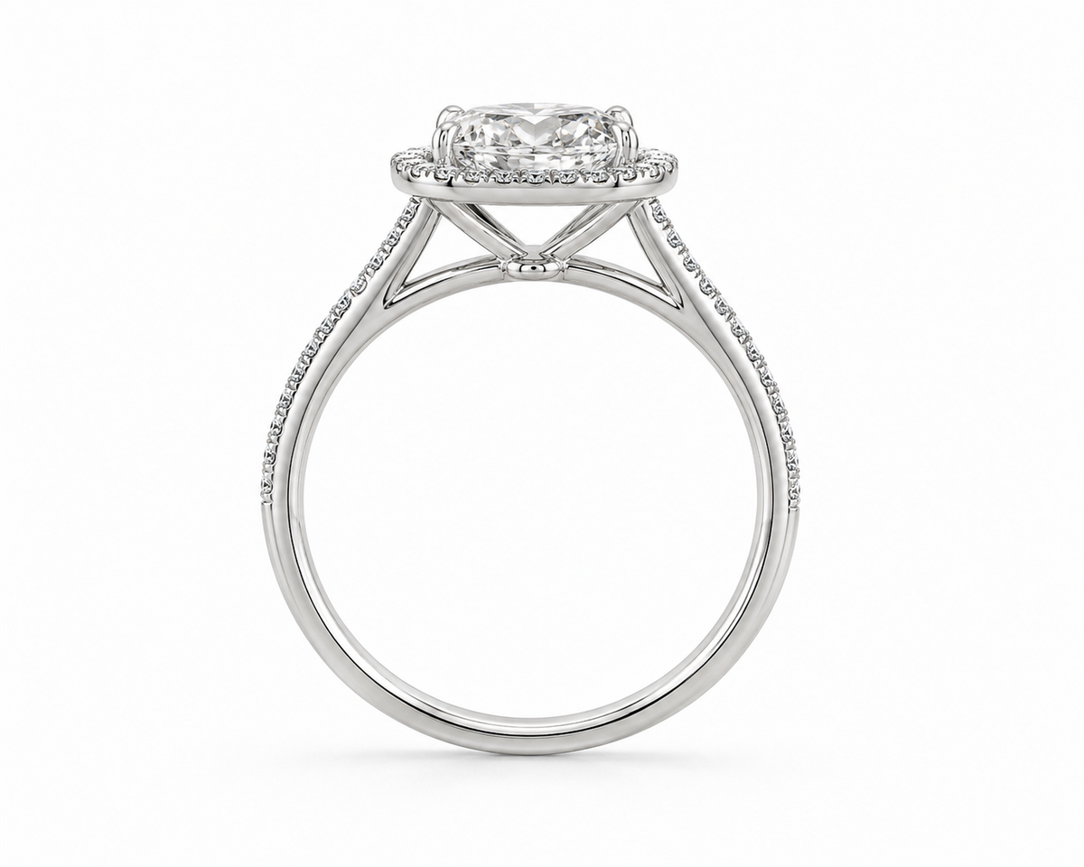 Oval Halo Lab Diamond Engagement Ring
