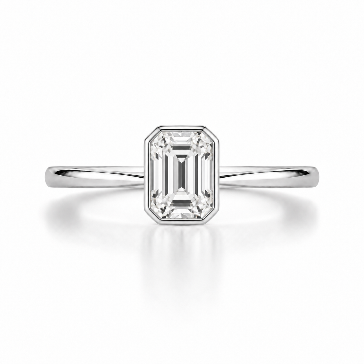 Emerald Lab Diamond Bezel Ring