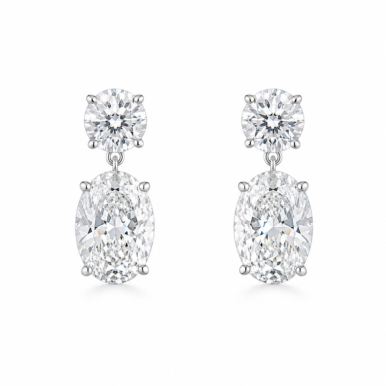 Oval Diamond Drop Earrings