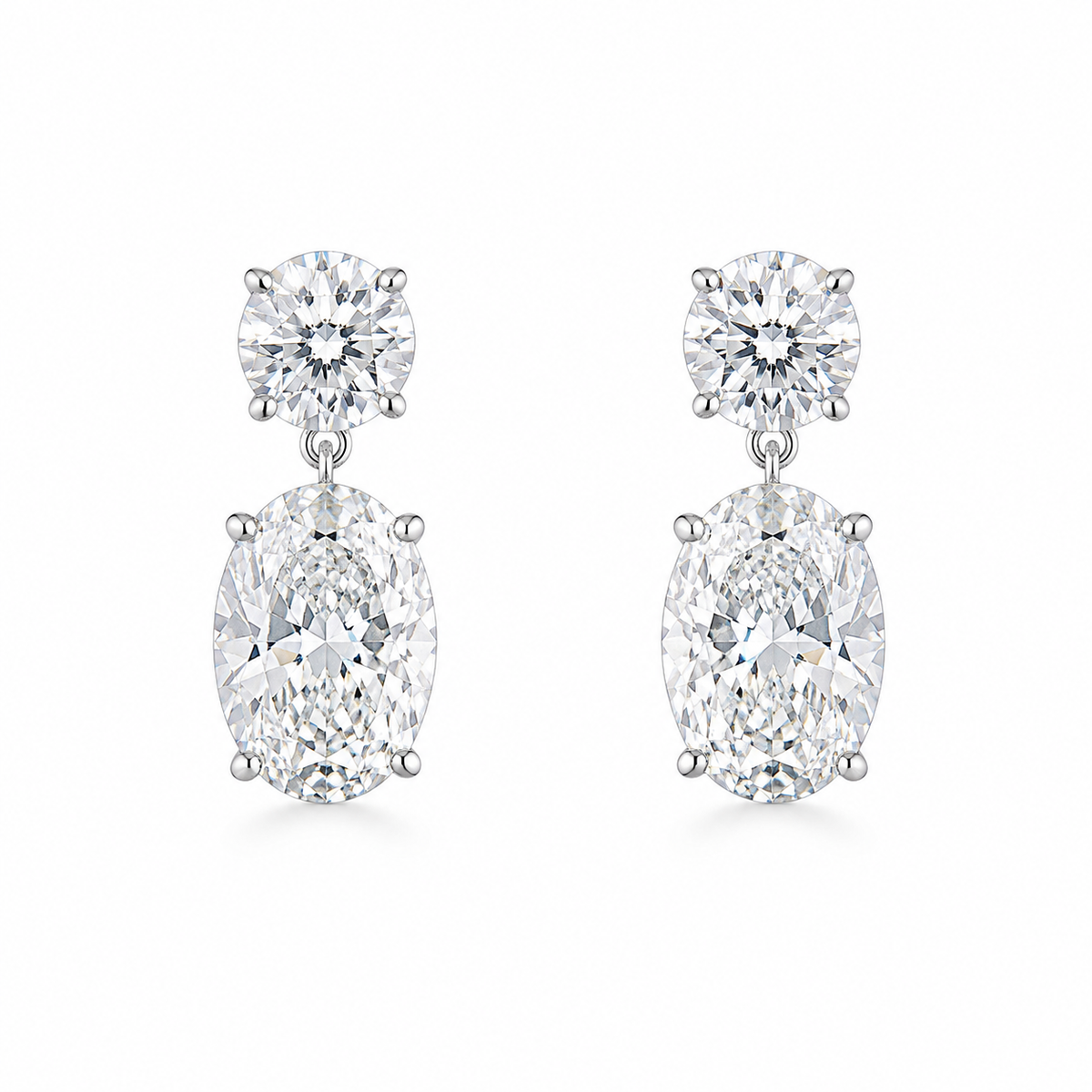Oval Diamond Drop Earrings