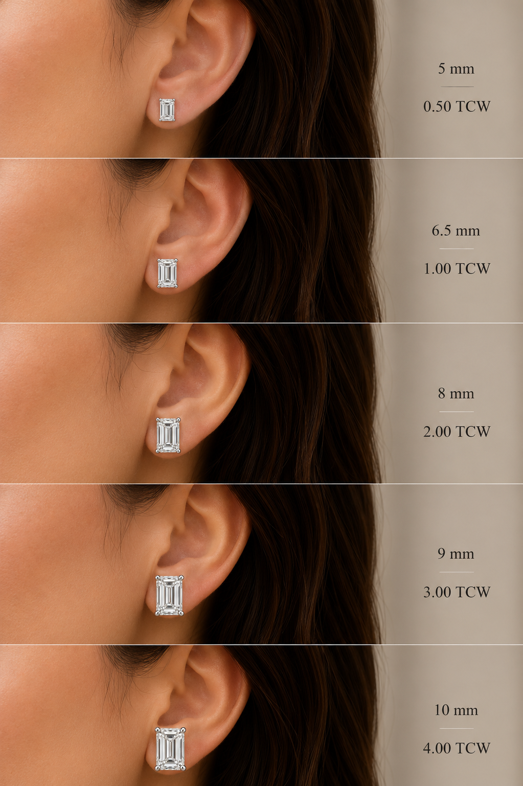 Emerald-Cut Lab-Grown Diamond Stud Earrings