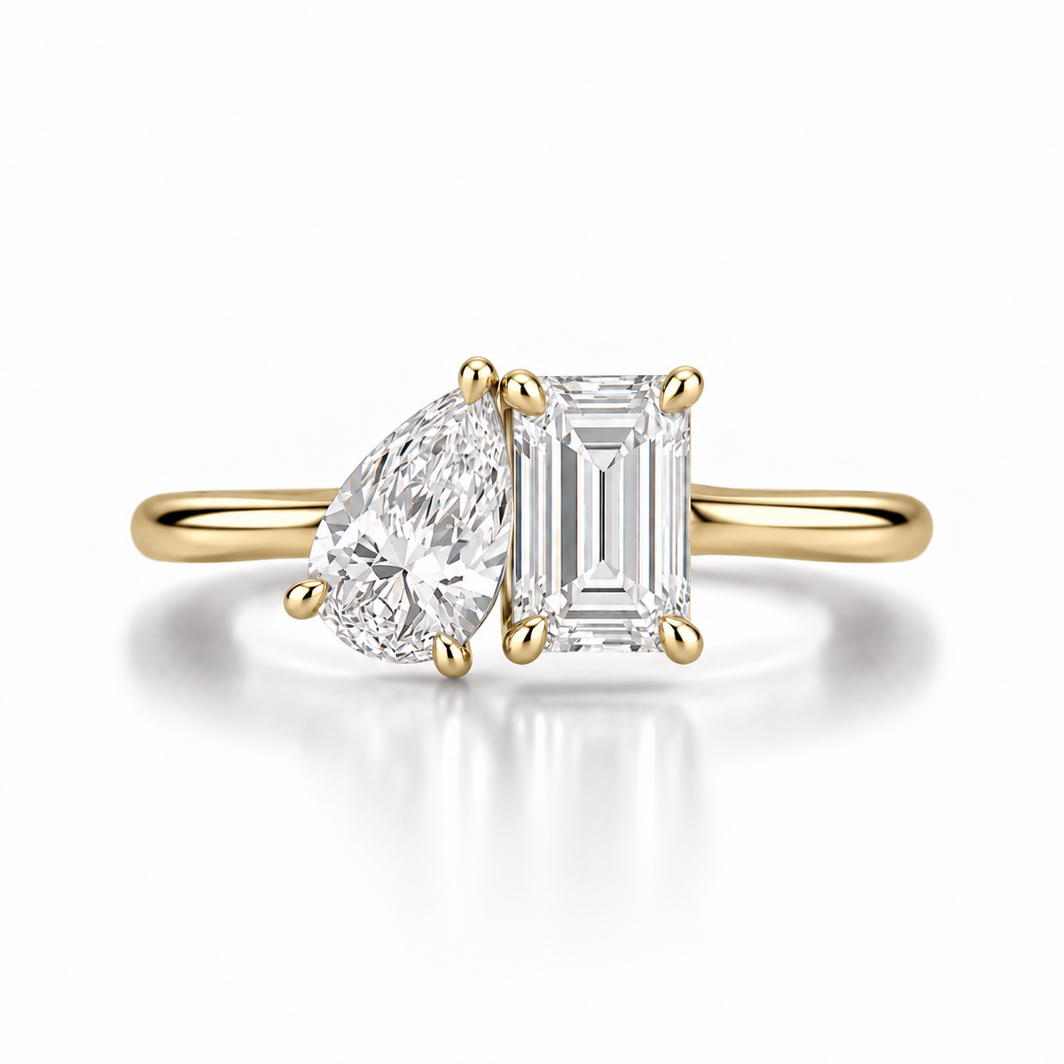 Toi-et-Moi Emerald & Pear Lab Diamond Ring