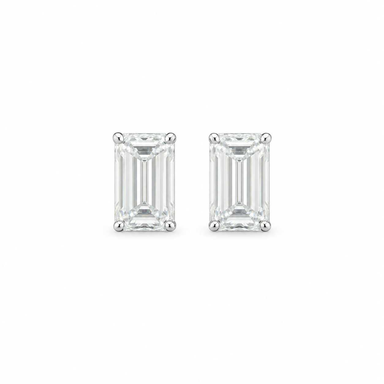 Emerald-Cut Lab-Grown Diamond Stud Earrings