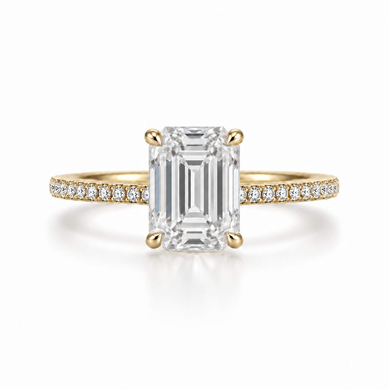 Emerald Cut Pavé Lab Diamond Engagement Ring