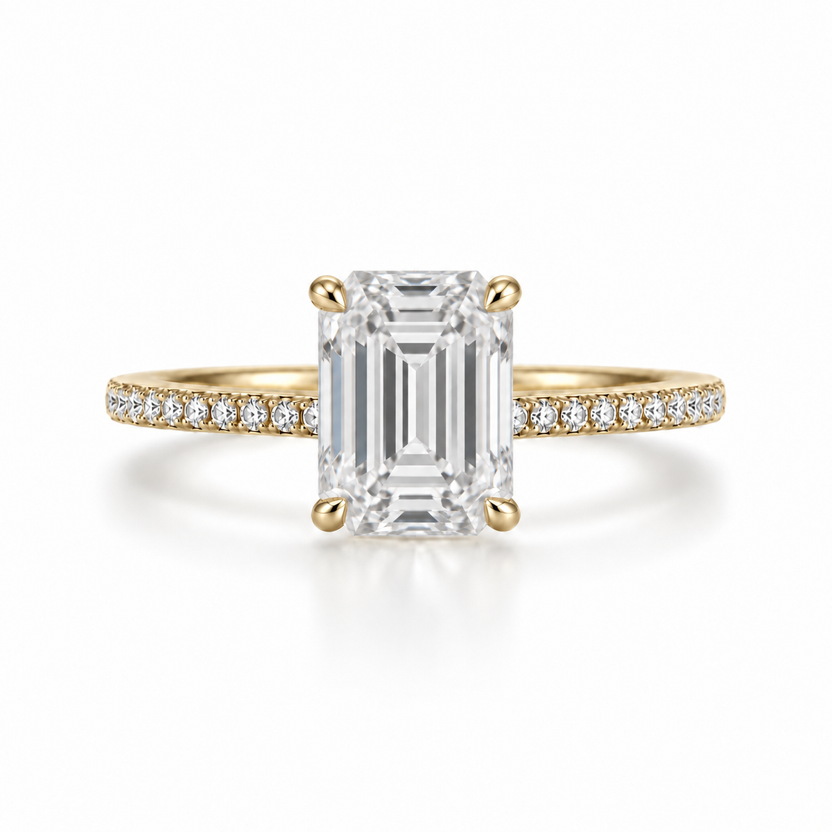 Emerald Cut Pavé Lab Diamond Engagement Ring