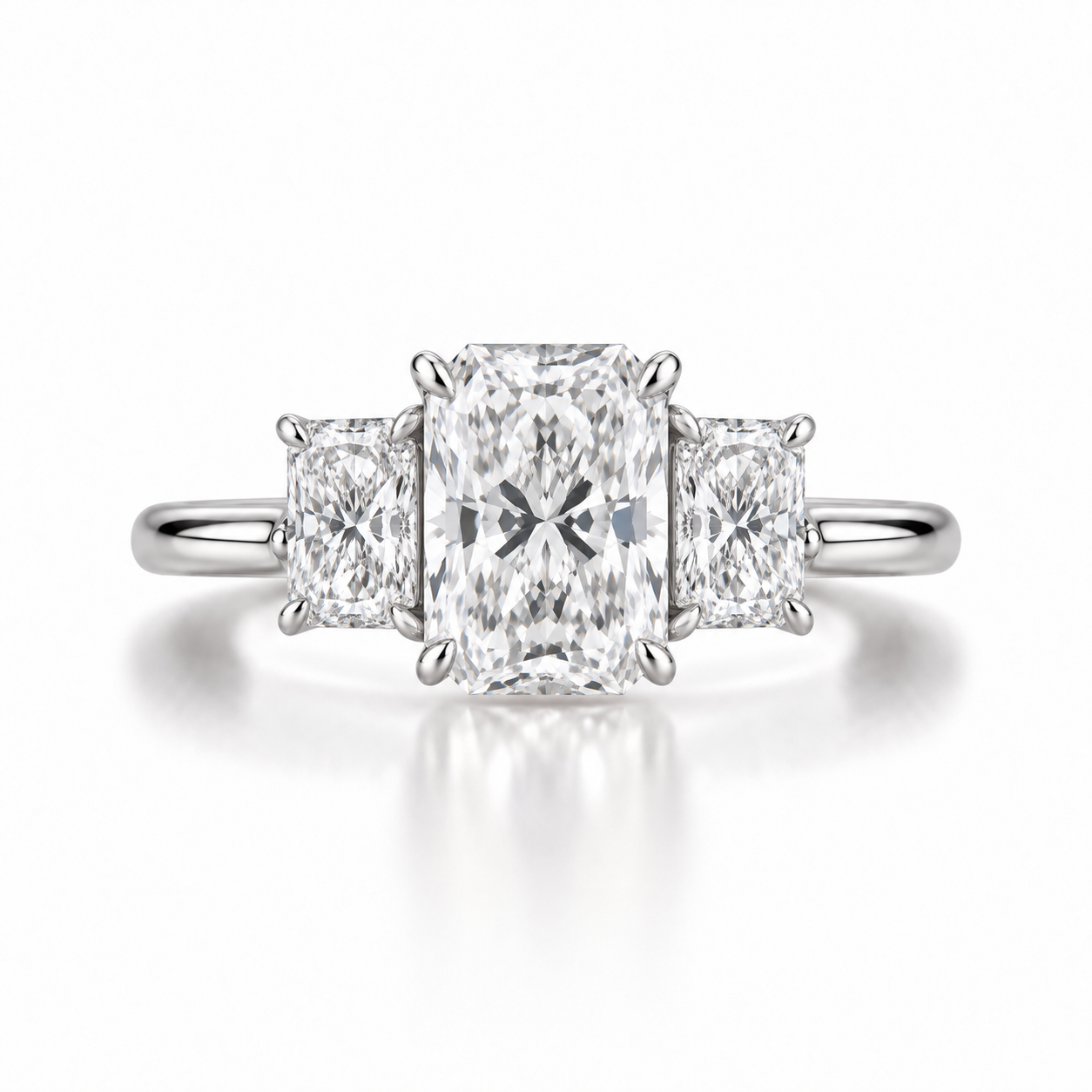 Radiant Three Stone Lab Diamond Ring
