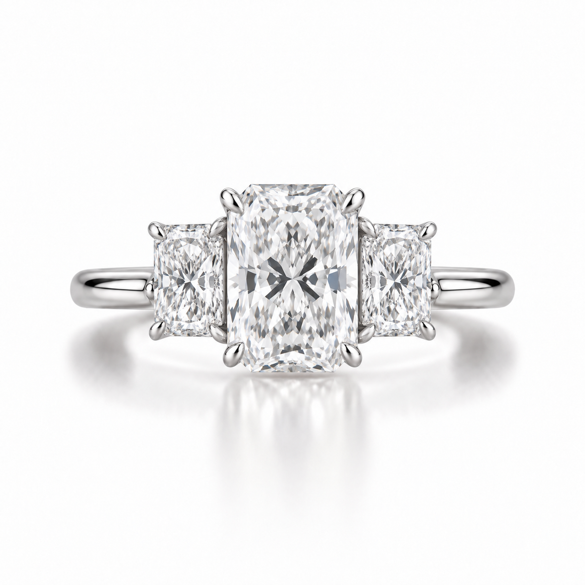Radiant Three Stone Lab Diamond Ring