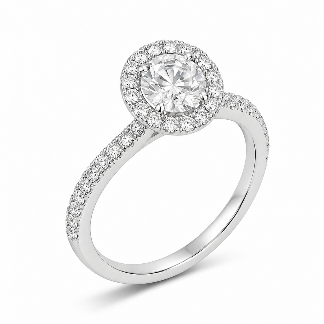 Round Halo Lab Diamond Engagement Ring