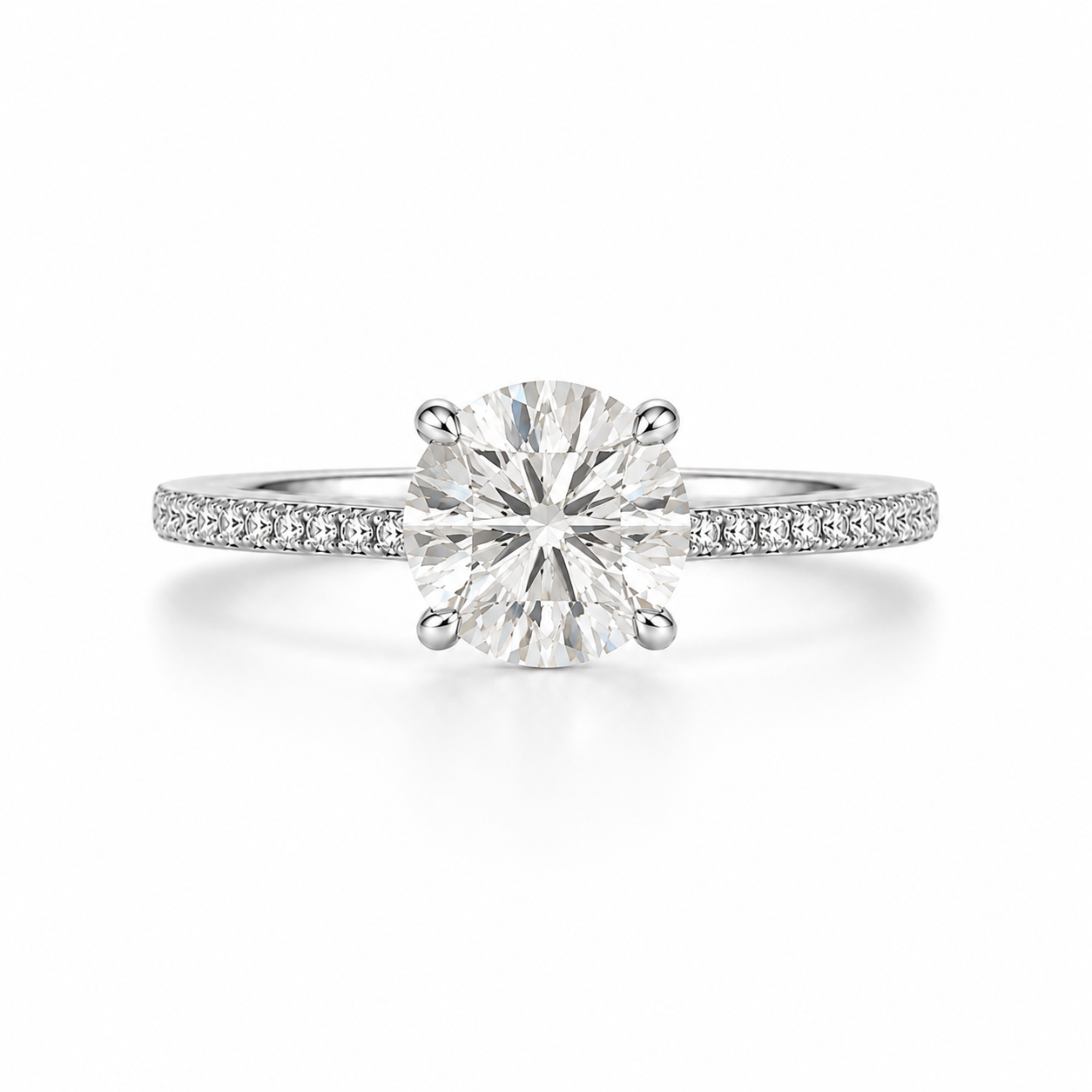 Round Pavé Lab Diamond Engagement Ring