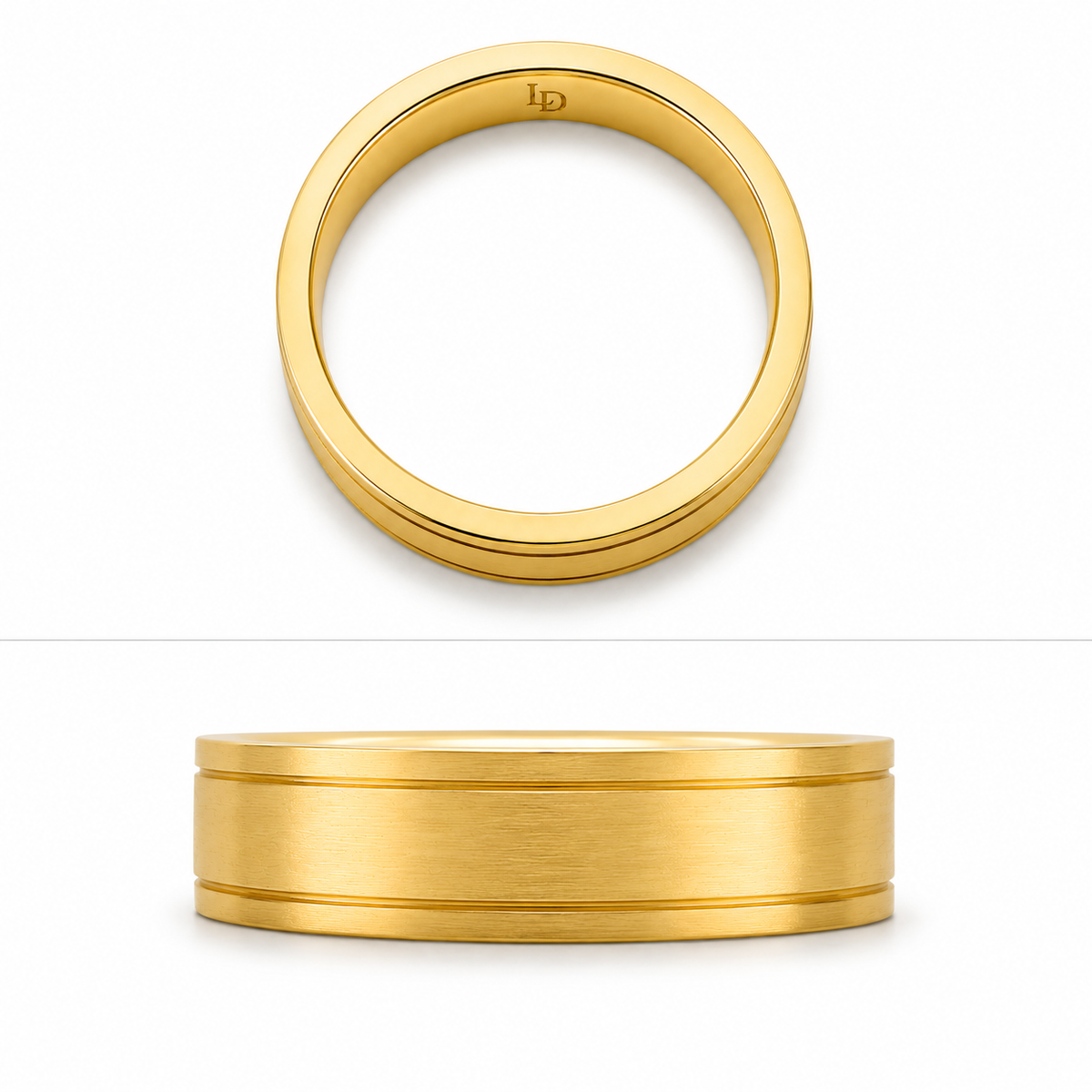 Brushed Double Groove Flat Classic Band