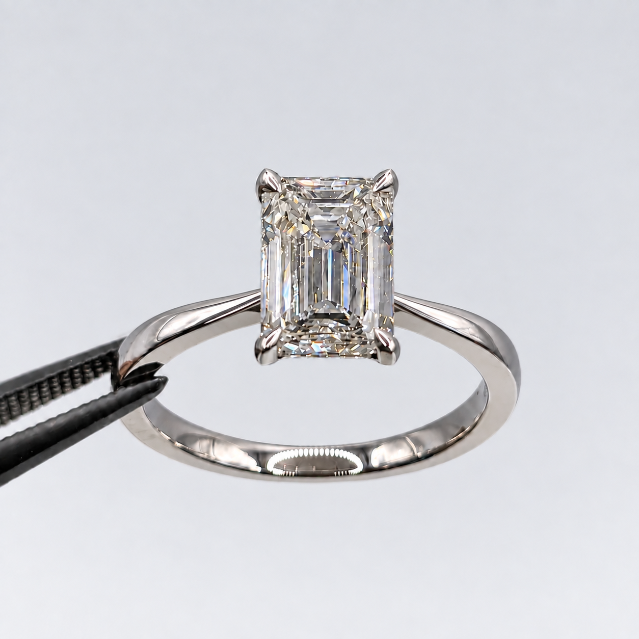 Emerald Lab Diamond Solitaire Ring