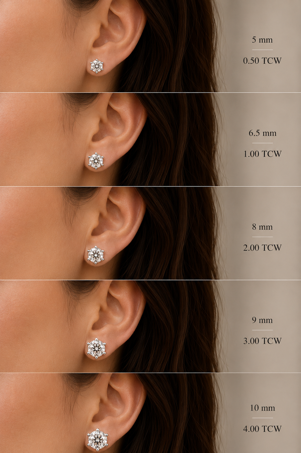 Six-Prong Round Brilliant Lab-Grown Diamond Stud Earrings