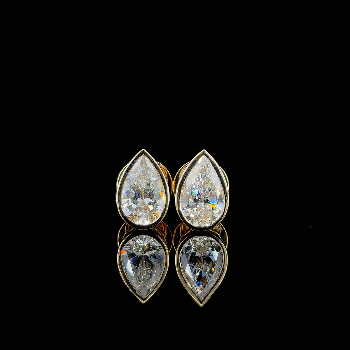 Bezel-Set Pear-Shaped Lab-Grown Diamond Stud Earrings