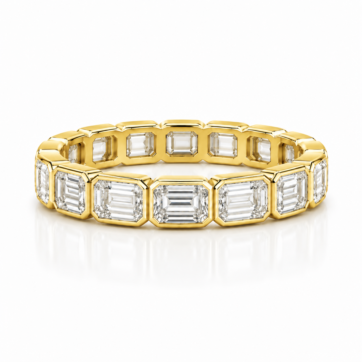 Modern Emerald Cut Bezel Eternity Band