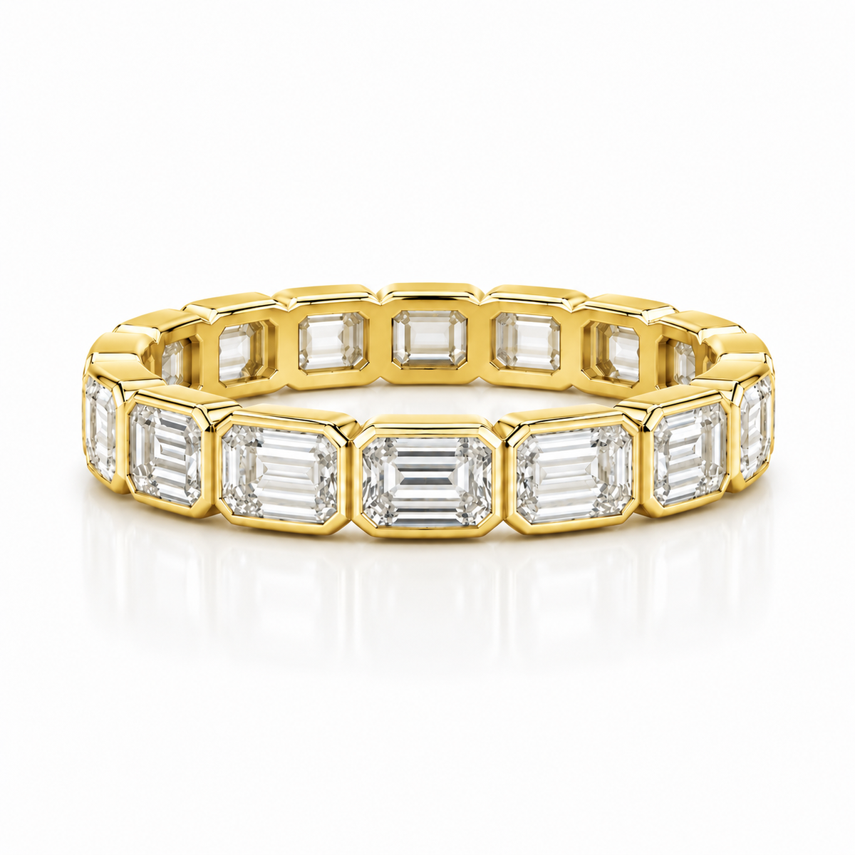 Modern Emerald Cut Bezel Eternity Band