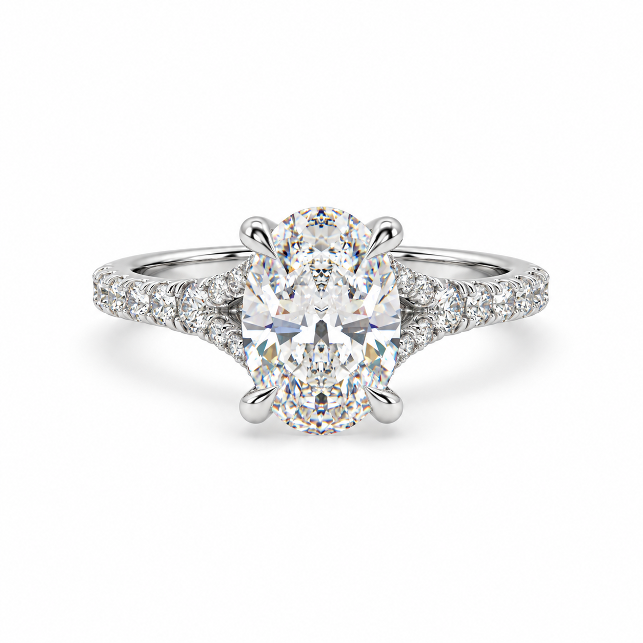 Oval Pavé Lab-grown Diamond Engagement Ring