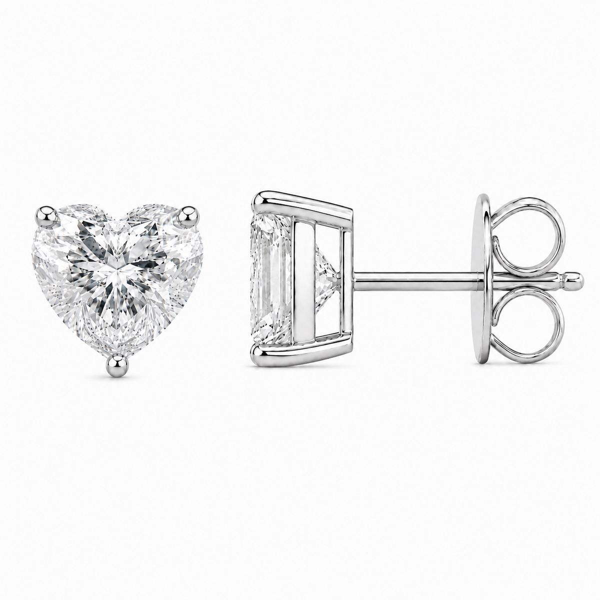 Heart-Shaped Lab-Grown Diamond Stud Earrings