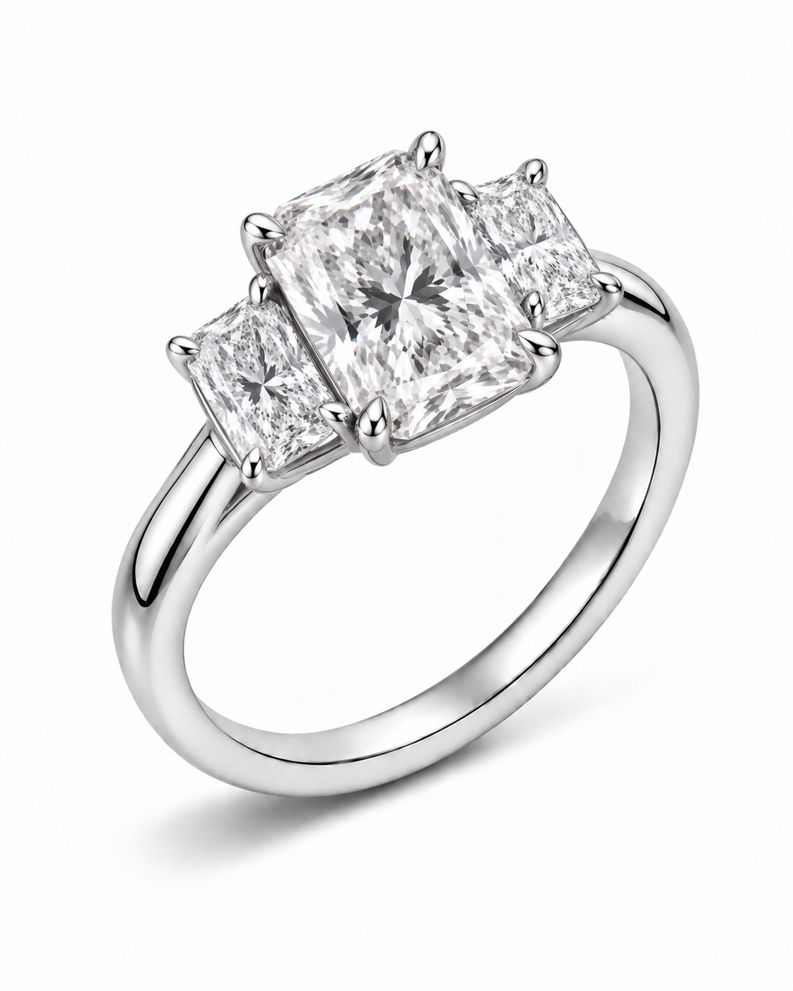 Radiant Three Stone Lab Diamond Ring