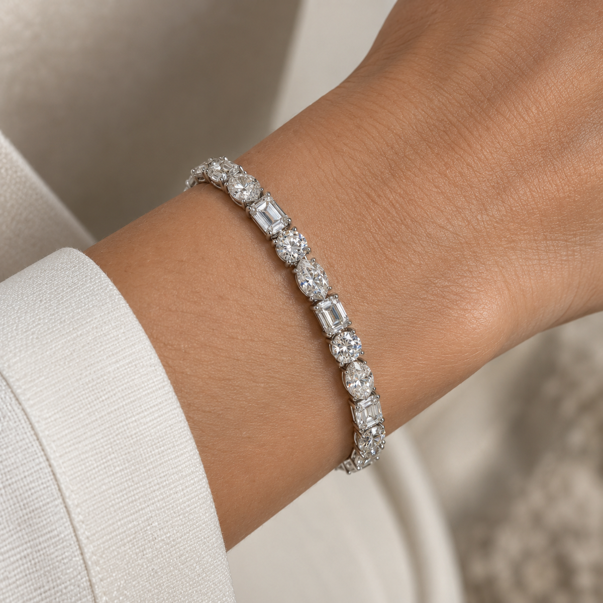 Mixed Shape Lab Diamond Tennis Bracelet