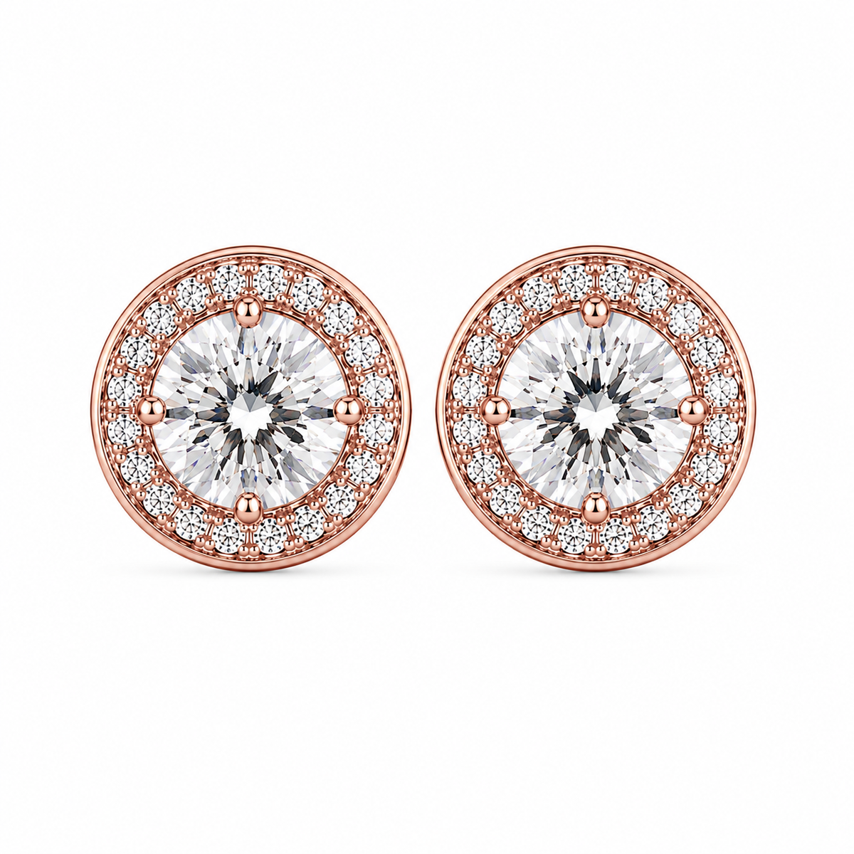 Round Halo Lab-Grown Diamond Stud Earrings