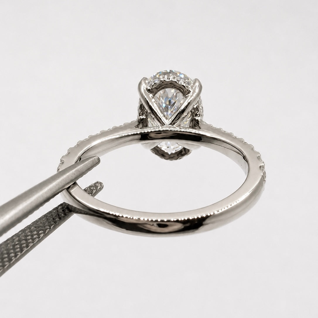 Oval Pavé Lab Diamond Engagement Ring