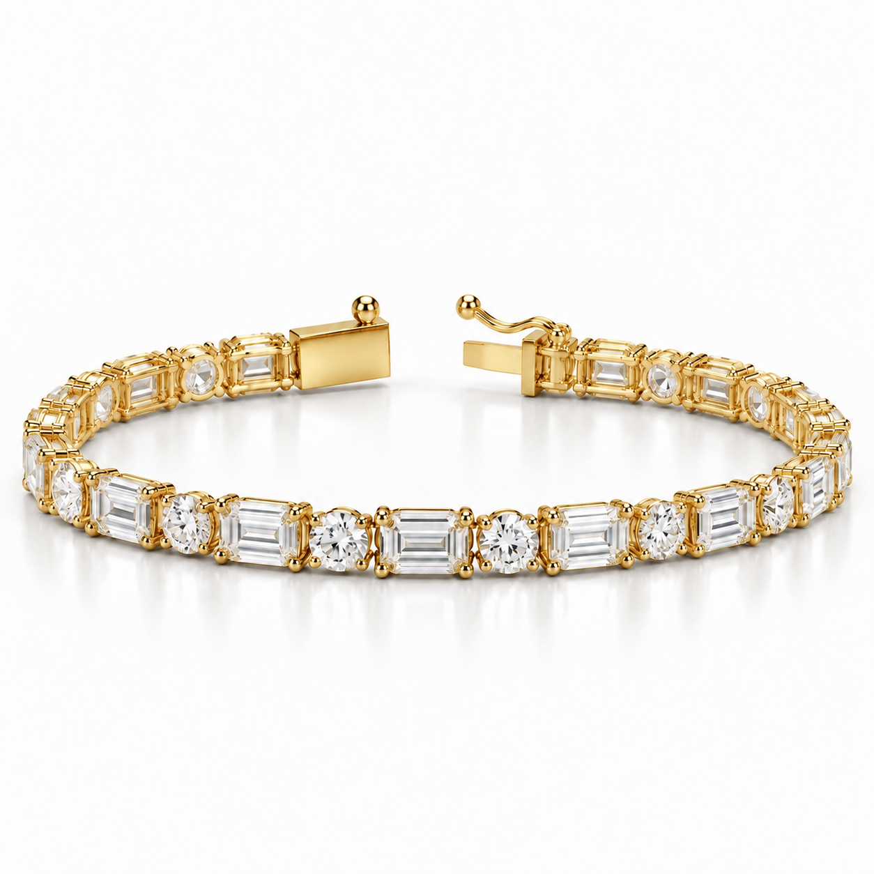 Emerald & Round Lab-grown Diamond Tennis Bracelet