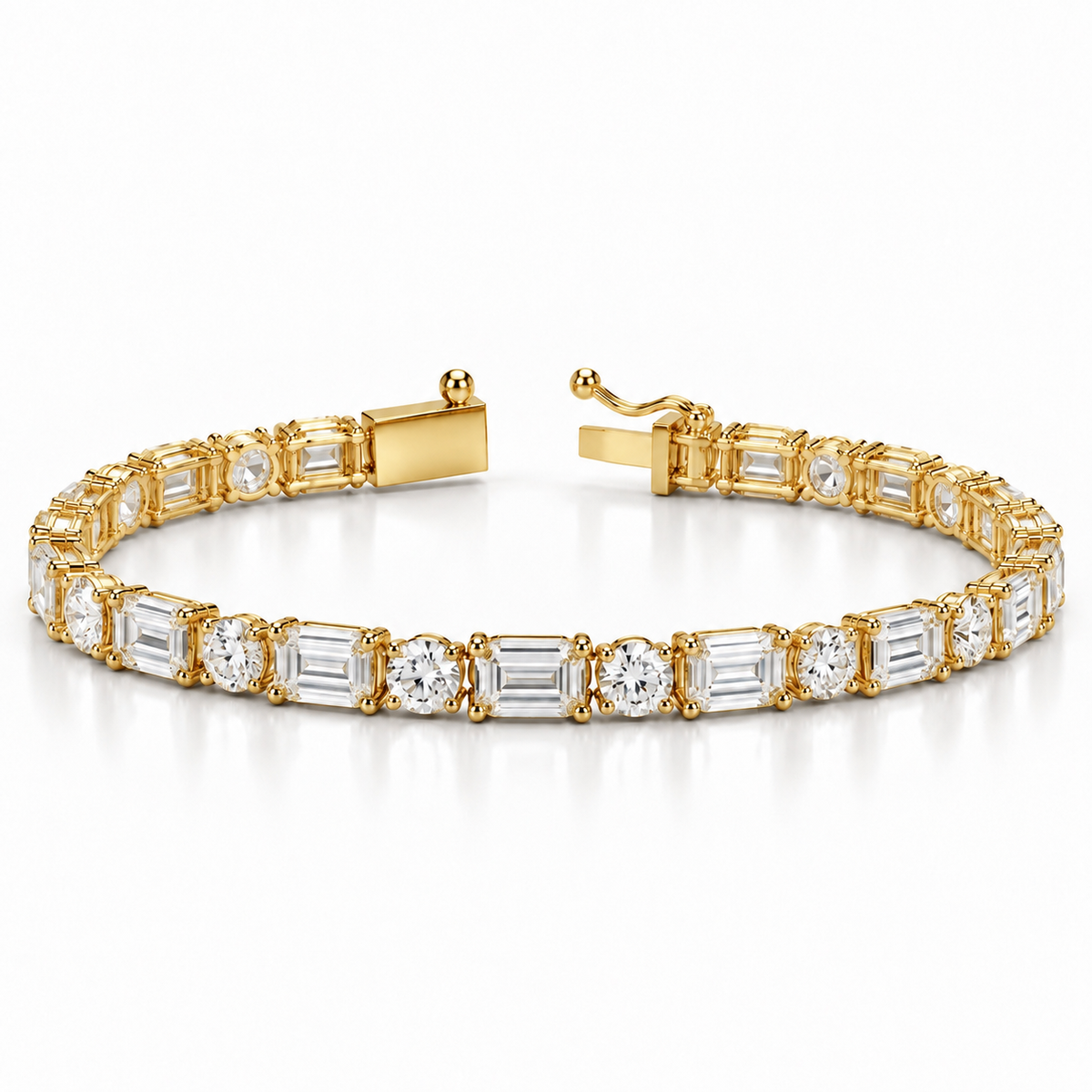 Emerald & Round Lab-grown Diamond Tennis Bracelet